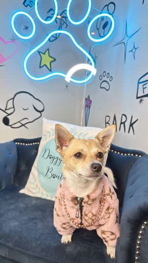 Pink Faux Fur L Dog Jacket | Pink Fur Dog Jacket | Doggy Glam Boutique