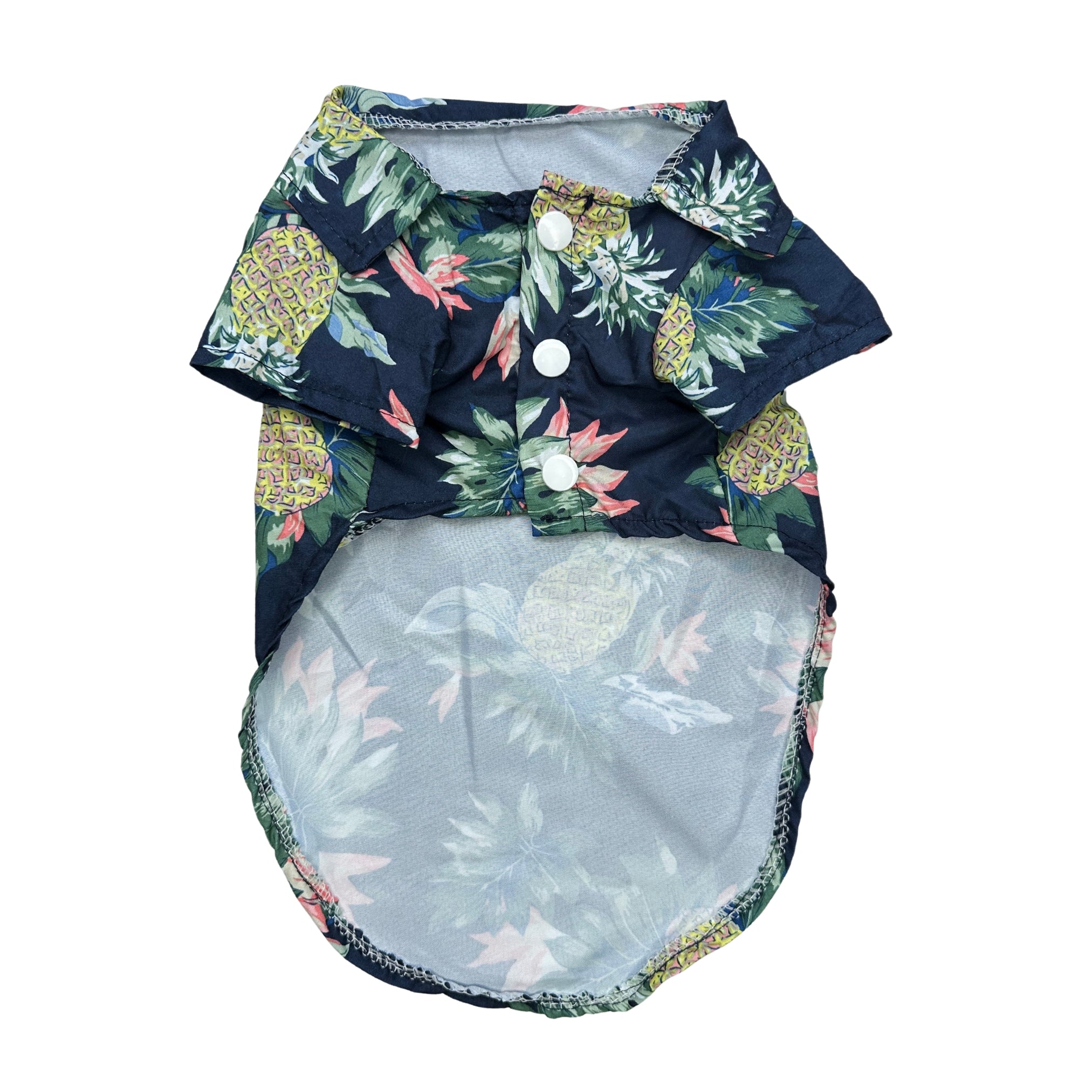 Navy Blue and Pineapples Dog Hawaiian Shirt