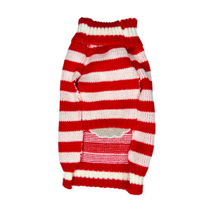 Striped Dog Sweater | Dog Red & White Sweater | Doggy Glam Boutique