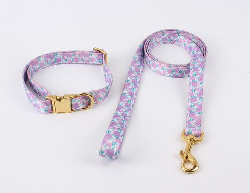 Floral Gold Leash and Collar Set - Doggy Glam Boutique