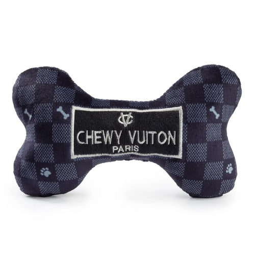  Black Checker Chewy Vuiton Toy Bone - Doggy Glam Boutique