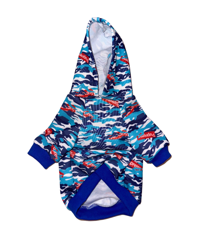 Blue Camo Dog Hoodie | Camo Dog Hoodie | Doggy Glam Boutique