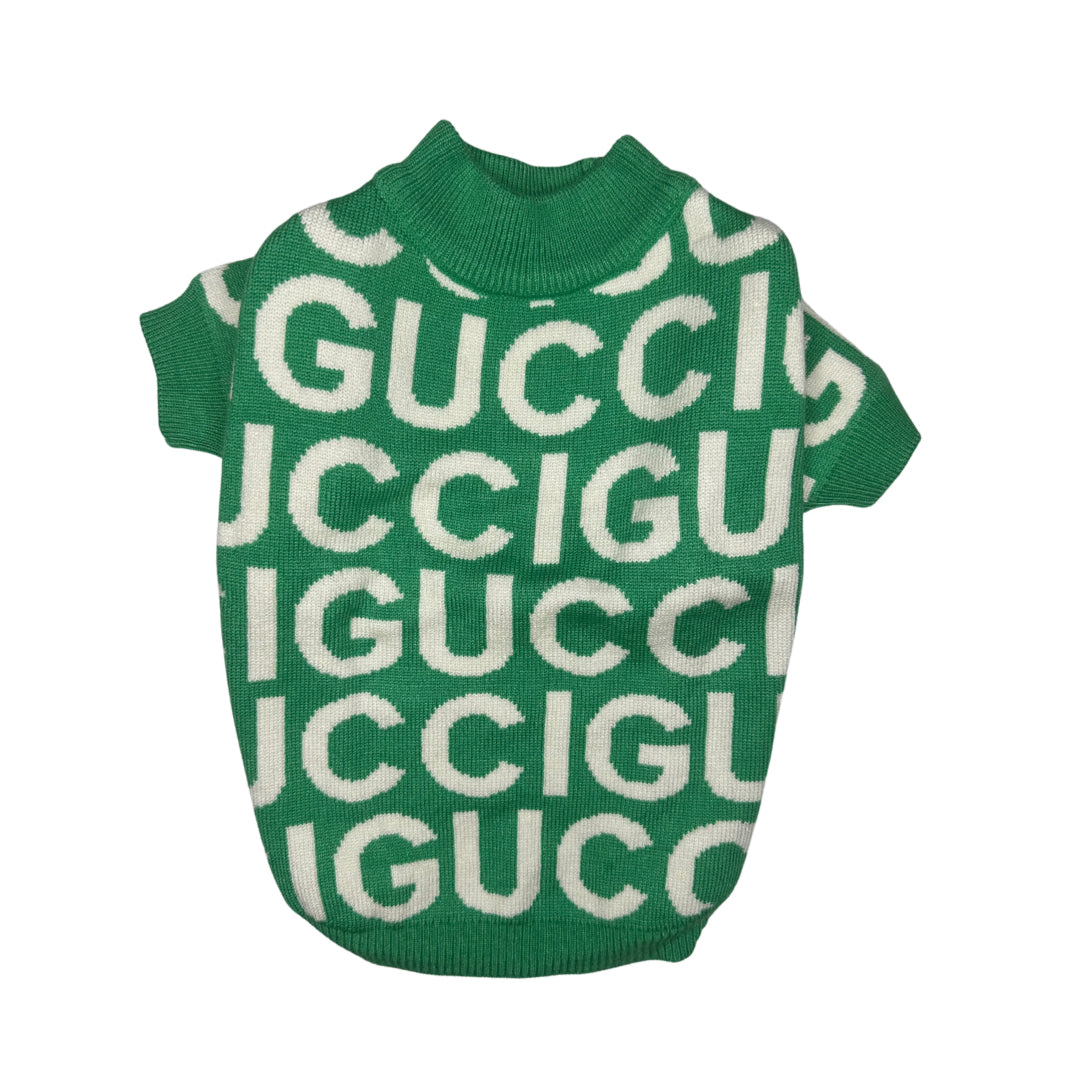 G White & Green Dog Sweater