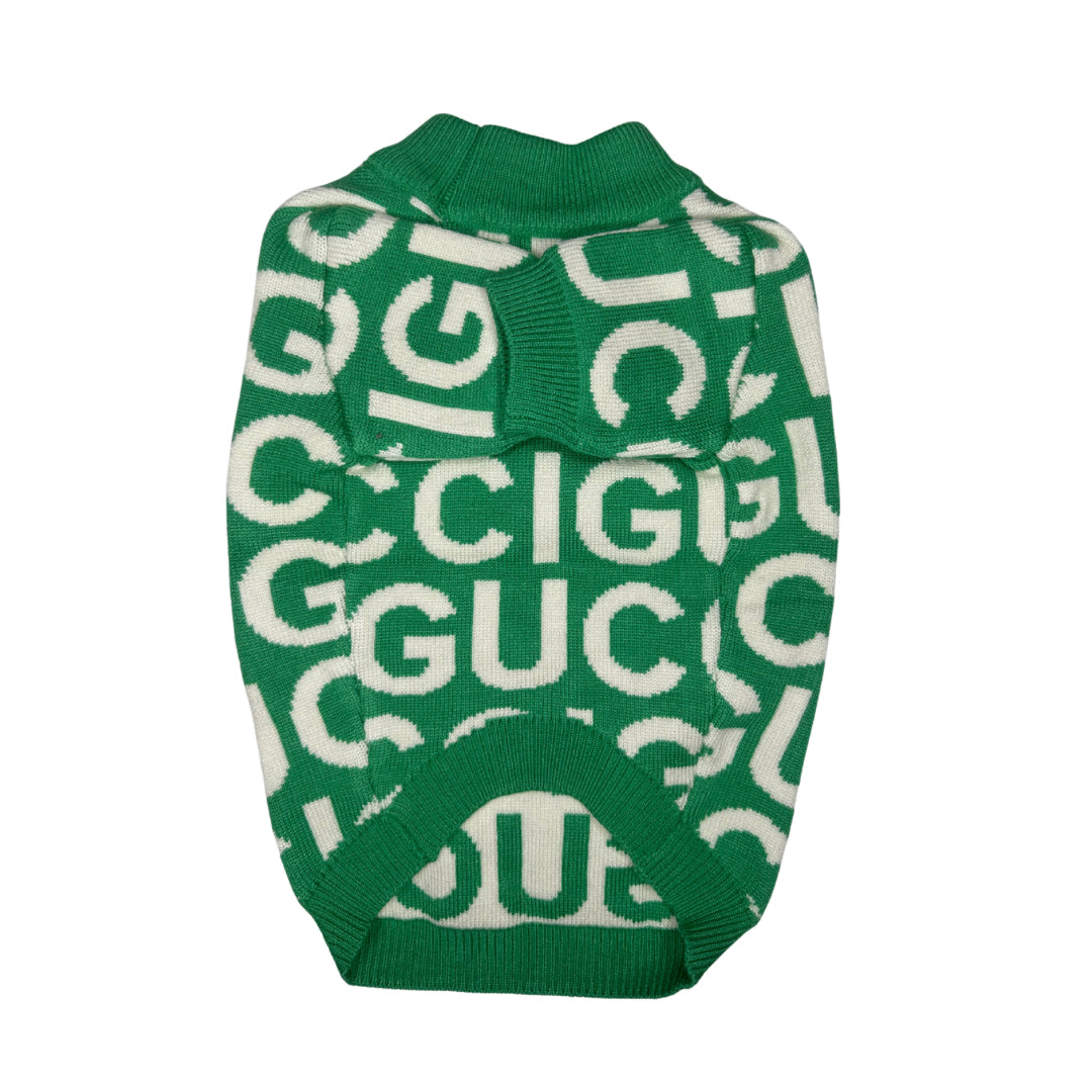 G White & Green Dog Sweater