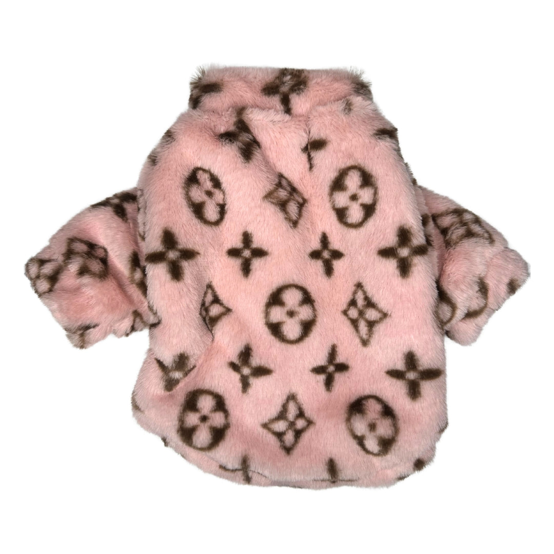 Pink Faux Fur L Dog Jacket