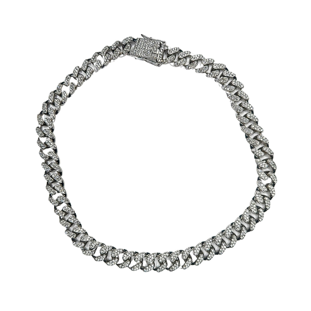 Silver Diamond Dog Chain