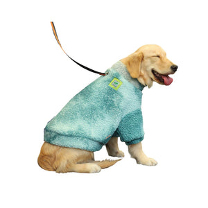 White Sherpa Dog Jacket | Aqua Blue Dog Jacket | Doggy Glam Boutique