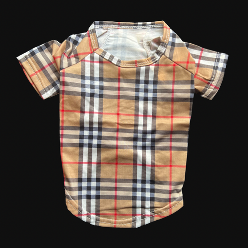 Brown Plaid Dog T-Shirt | Dog Plaid T-Shirt | Doggy Glam Boutique
