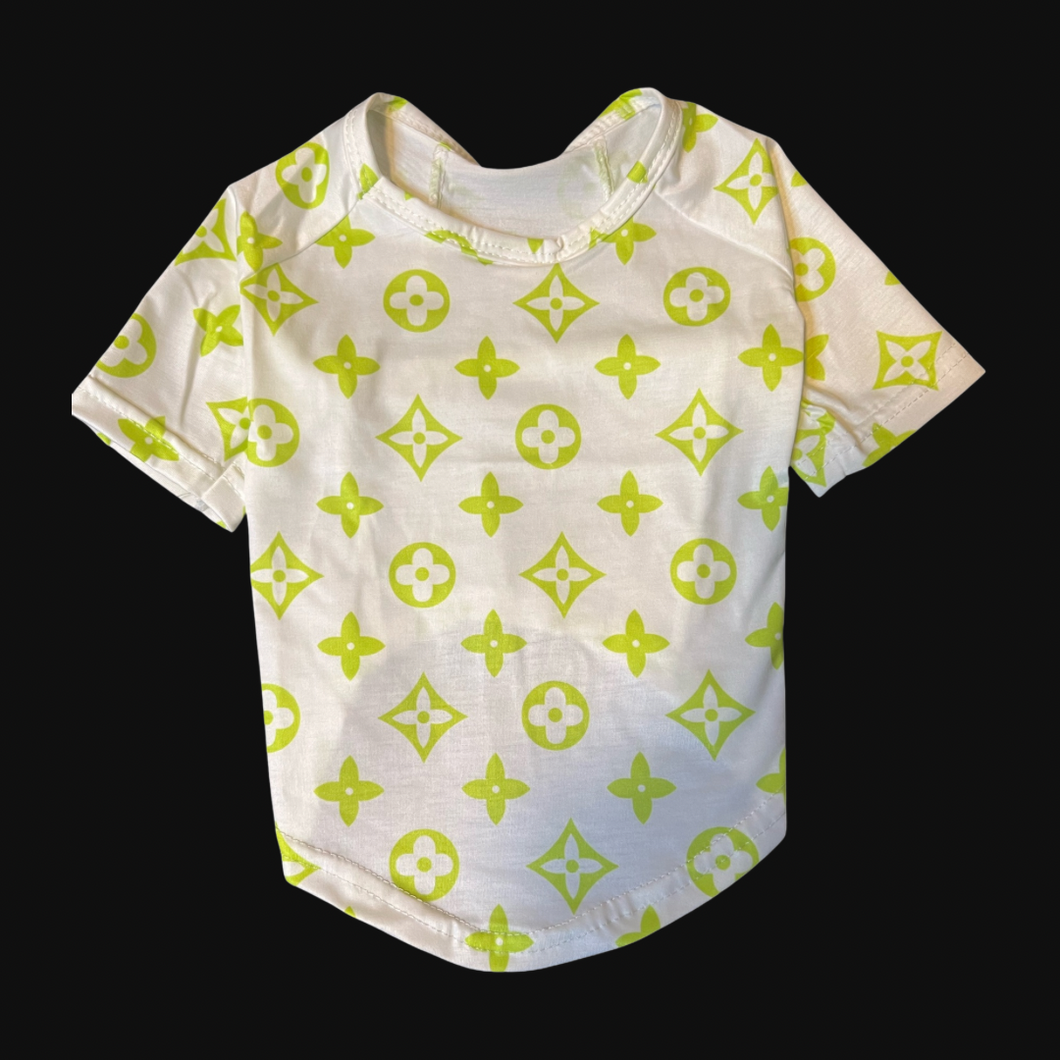 L White & Neon Green Shirt lo - Doggy Glam Boutique