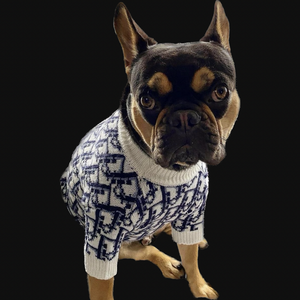 White & Blue D Sweater - Doggy Glam Boutique